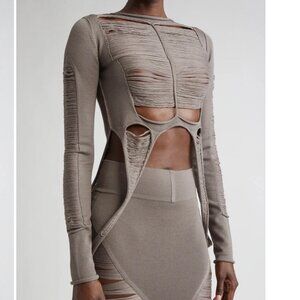 NEW size L Rick Owens Hollywood ss25 Distressed Virgin Wool top